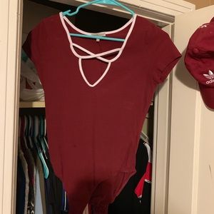 Maroon/red body suit